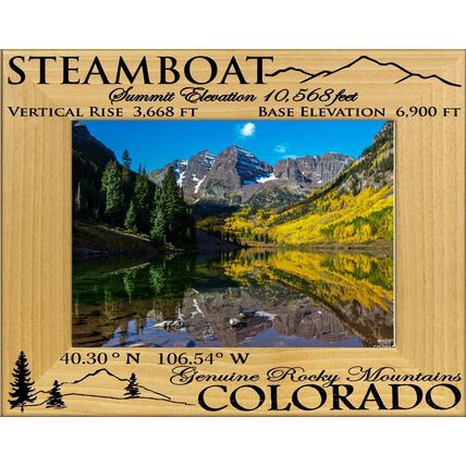 Steamboat Colorado Elevation Laser Engraved Wood Picture Frame Landscape (5 x 7)