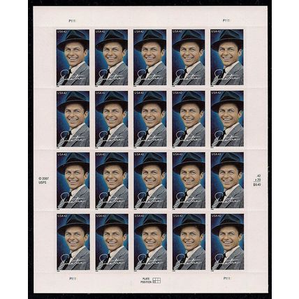 4265, 42¢ Frank Sinatra Complete Pane of 20 Stamps