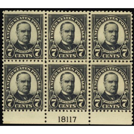 559, Mint F/VF NH 7¢ Plate Block of Six Stamps - Stuart Katz