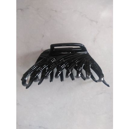 Large black hair claw clip with black rhinestones