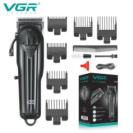 VGR Cordless Hair Clipper Professional Hair Trimmer Adjustable Taper Lever LED
