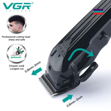 VGR Cordless Hair Clipper Professional Hair Trimmer Adjustable Taper Lever LED