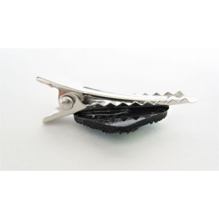 Set of two small sparkly blue green shell alligator hair pin clips for fine