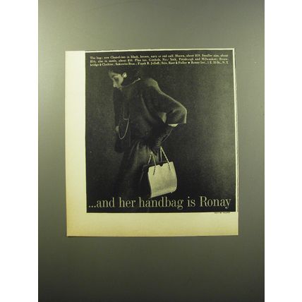 1960 Ronay Chanel-ism Handbag Ad - ..and her handbag is Ronay
