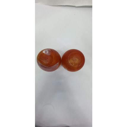 Vtg Pier 1 Swirled Glass Orange&White Candle Holder Set Of 2 Hand Blown Italy