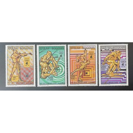 Madagascar 1994 Mi. 1696-1699 bA Or Surchargé Lillehammer Jeux Olympiques Ski