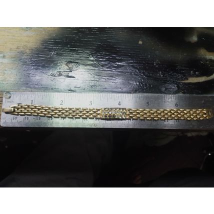Rhinestone Gold Tone Bracelet 7 inch