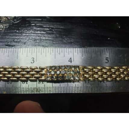 Rhinestone Gold Tone Bracelet 7 inch