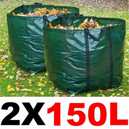 2 X 150L Large Garden Refuse Storage Bags Sacks for Waste Handles Building Sand