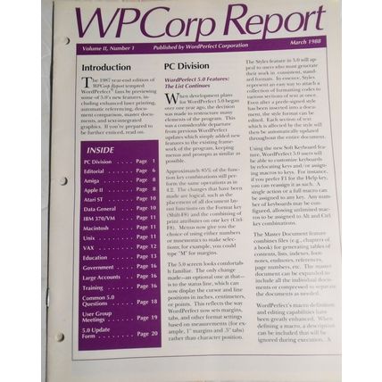 WPCorp Report, March 1988, WordPerfect Corporation