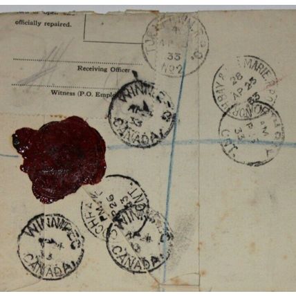 NZ 1933 4d (SG 422g/h) on Registered Cover from TARADALE to FRASERDALE Canada.