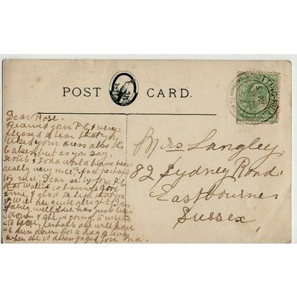 Miss Dorothy Drake with Umbrella & Hat with 1907 D/ring NOTTING HILL postmark