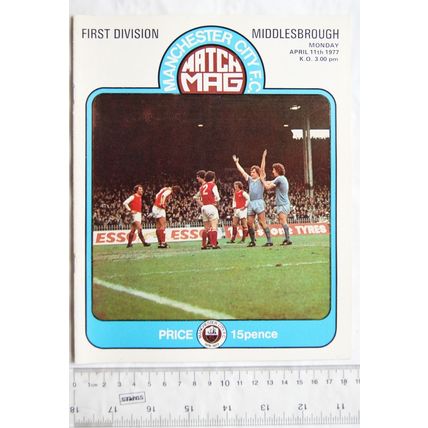 1977 programme Manchester City v. Middlesbrough