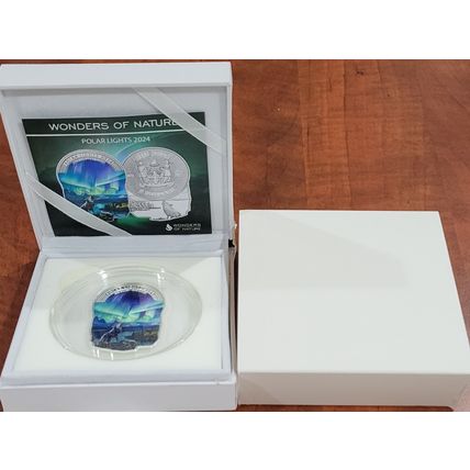 1 Oz Silver Collectible Wonders of Nature Polar Lights Box & COA Mintage Of 999