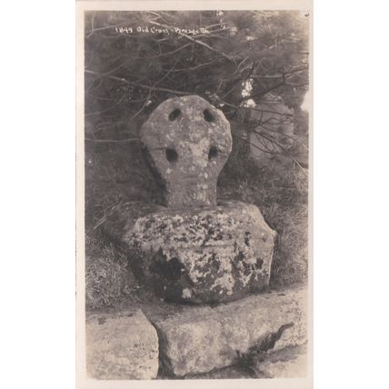 EC807 BREAGE CHURCH - OLD CROSS POSTCARD