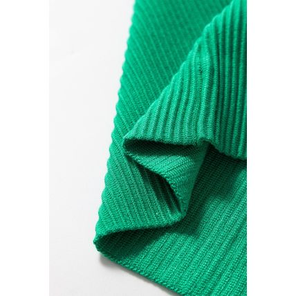 Dark Green Ribbed Criss Cross Halter Neck Sheath Sweater Tank Top
