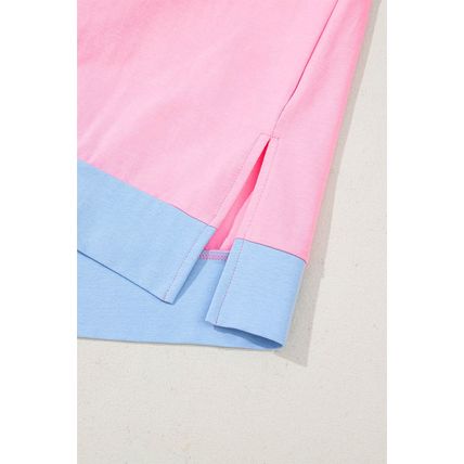 Myosotis Two Tone Half Buttons Collared T Shirt