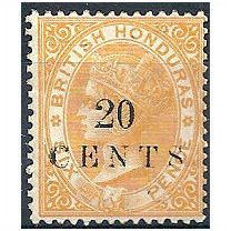 British Honduras 1888 SG29 20c on 6d Yellow Mounted Mint .