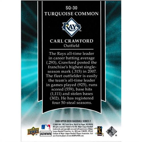 2009 Upper Deck Starquest Turquoise Common - #SQ-30 - Carl Crawford