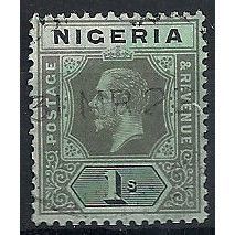 Nigeria 1915 SG8c 1/- Black/Blue-Green (Blue-Green Back) Fine Used .. ..