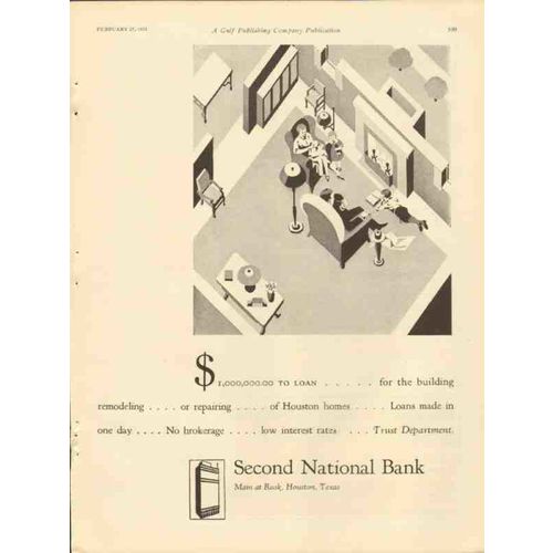 second national bank houston 1931 remodel repair home loans vintage ad