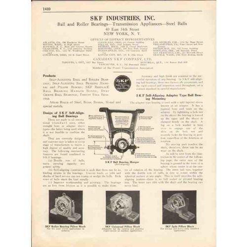 skf industries inc 1931 self-align ball roller bearing vintage catalog