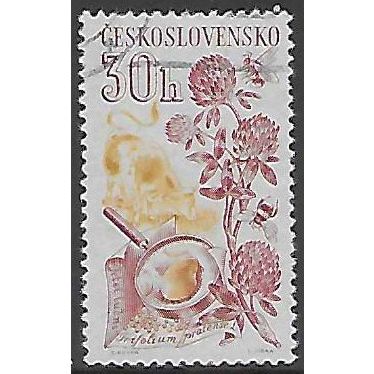Mi 1287: 30 h. ochre/brown-purple Agricultural Produce: Clover and Cow