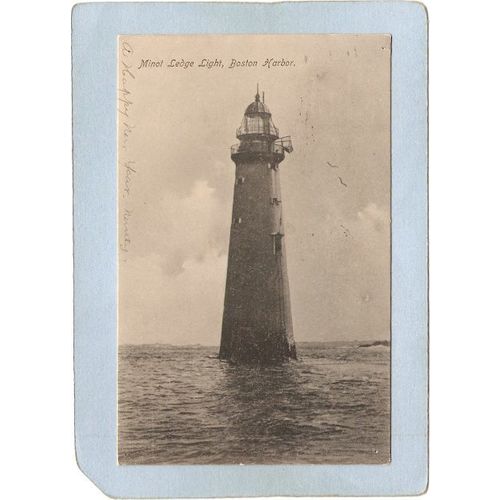 MA Boston Light Lighthouse Postcard Minot Ledge Light Undivided Back light~469