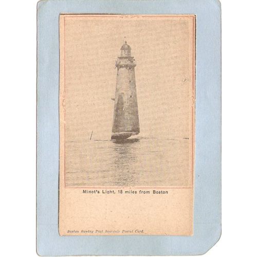 MA Boston Harbor Lighthouse Postcard Minots Light lighthouse_box1~468