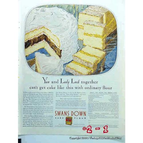 SWANS DOWN 1931 Cake Flour vintage advertisement recipe vintage ad