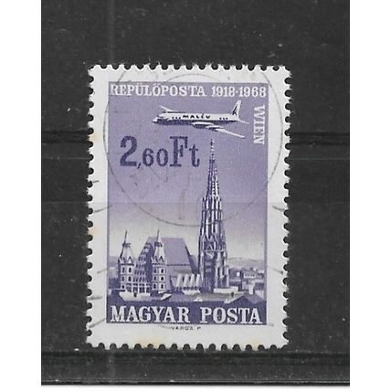 Hungary.50th Anniversary Budapest-Vienna Airmail Service stamp.Fine Used.Sept22