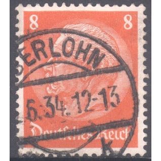 Germany 1934 - 8pf orange red - President Von Hindenburg - used 9