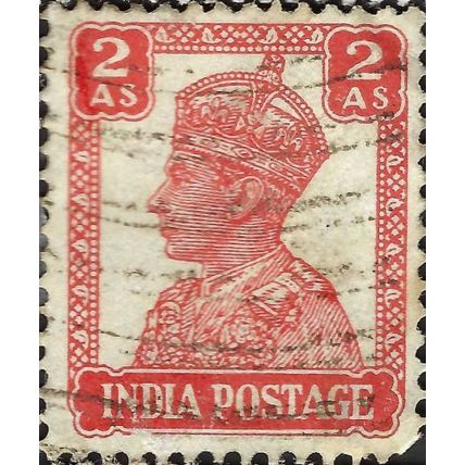 INDIA, King George VI, Imperial Crown of India, red-orange 1941, 2anna, #4