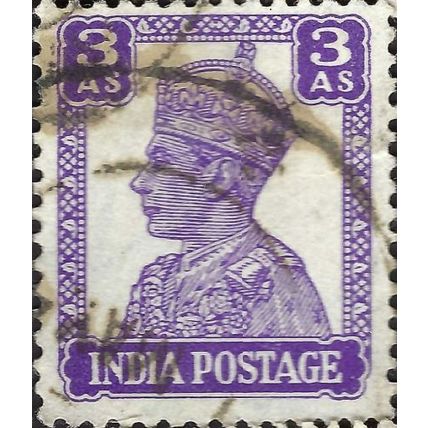 INDIA, King George VI, Imperial Crown of India, violet 1941, 3anna, #4