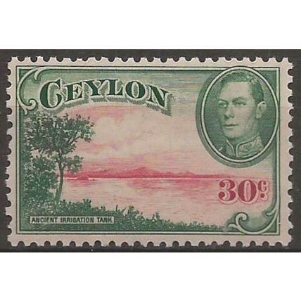 Ceylon 1945 SG393b 30c Carmine & Green Mounted Mint .