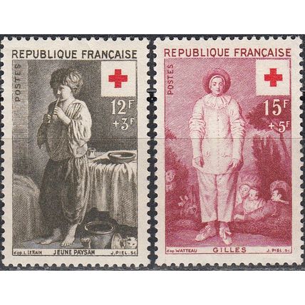 France 1956 Michel 1117 - 1118 Neuf ** Cote (2008) 7.10 € Croix Rouge