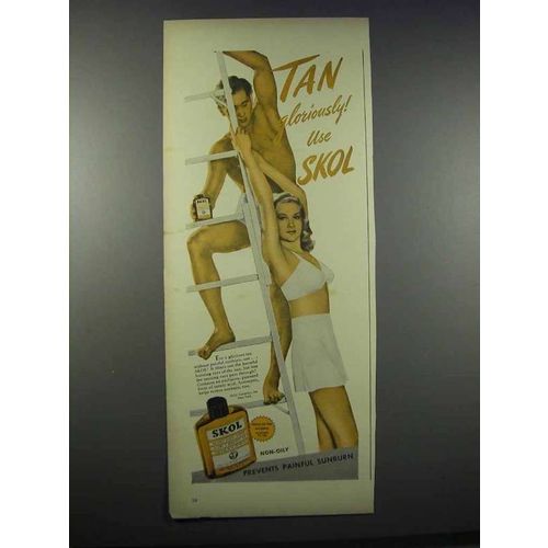 1944 Skol Sun Tan Lotion Ad - Tan Gloriously