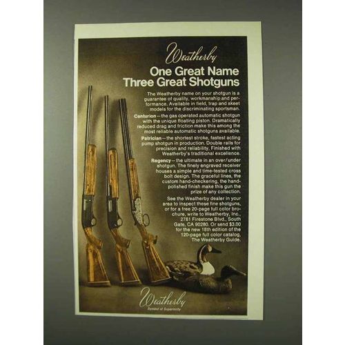 1976 Weatherby Shotgun Ad - Centurion Patrician Regency