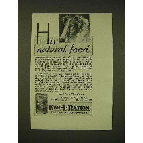 1931 Ken-L-Ration Dog Food Ad - His natural food