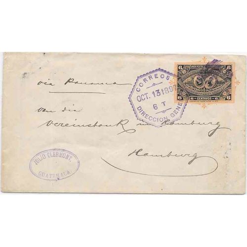 Guatemala Postal Sta. #EN10 1897 Expo, Guatamala City to Conn USA, Expo Label