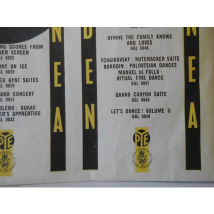 12" 1959. PYE - GOLDEN GUINEA .RECORD INNER.BLACK/YELLOW, FIRESIDE THEATRE,EXCE