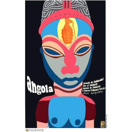 Political POSTER.Solidarity w/ Angola.Africa.a2.Anti-Apartheid Racism.Tribal art