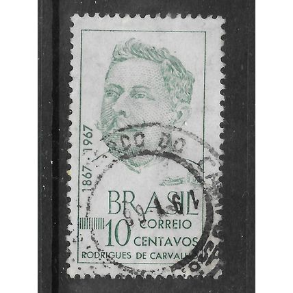 BRAZIL 1967 BIRTH CENT JOSE RODRIQUES DE CAR VALHO 10c GREEN SG1205 FINE USED