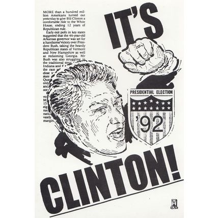 Clinton Is Declared US President Limited Edition of 500 Postcard