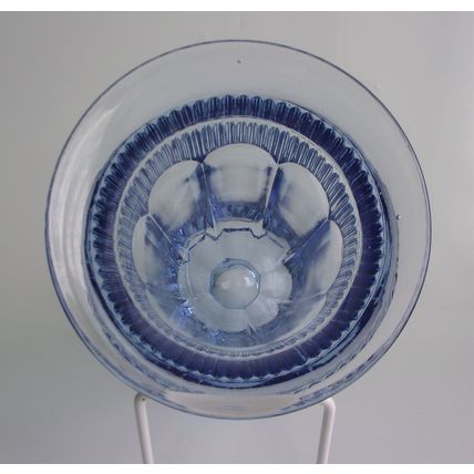 Art Deco Blue Glass Trumpet Vase. (Possibly Bernsdorf?)