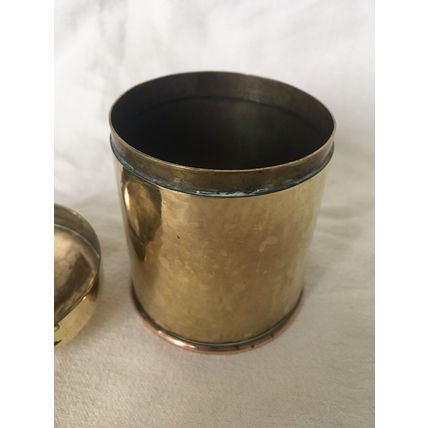 Vintage Solid Brass Lidded Canister Or Caddy Storage Jar Ammunition Appearance
