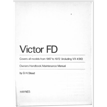 Vauxhall Victor FD Owners Maintenance Handbook 1973 900550767 PDF
