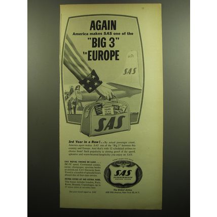 1958 SAS Scandinavian Airlines System Advertisement
