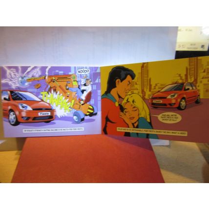 STRIP OF 5 FORD FIESTA 'FANTASY' unused postcards Fiesta Flame CAR #