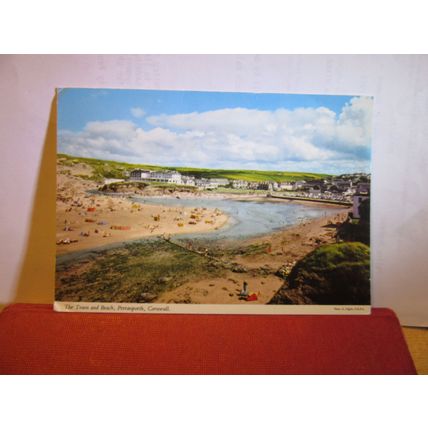 TOWN AND BEACH, PERRANPORTH, CORNWALL used postcard by John Hinde =